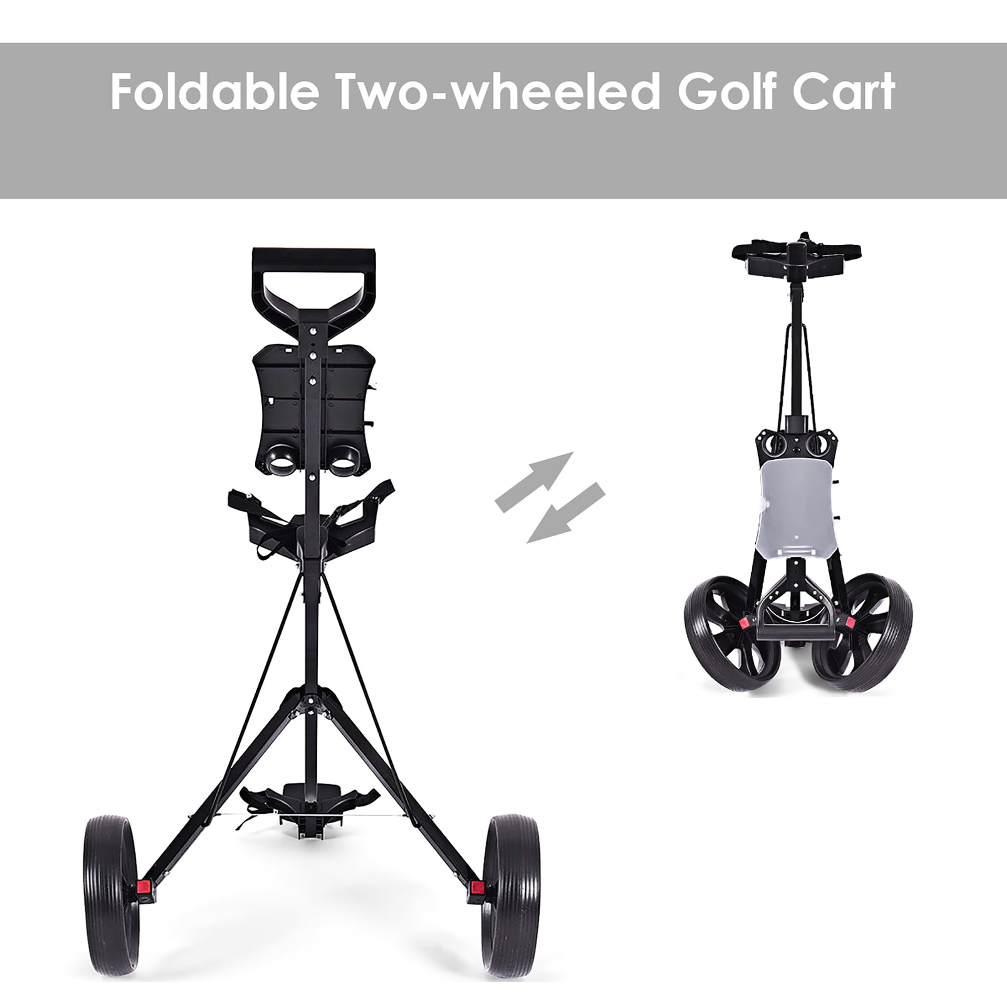 Costway Folding 2 Wheel Push Pull Golf Club Cart Trolley Swivel w