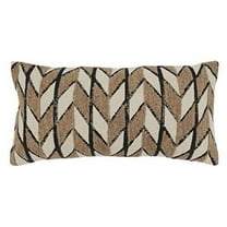 Fennco Styles Chevron Embroidered Block Print Cotton Decorative Throw Pillow Cover 12" W x 24" L - Natural Cushion Case for Home, Couch, Living Room and Office Décor