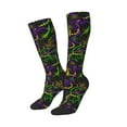 thumbnail image 2 of Daiia Sports Socks Neon Mardi Gras Printed Novelty Crew Socks for Men Women Knee High Socks Cotton Socks Soft & Breathable Support Unisex Socks, 2 of 9