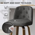 thumbnail image 5 of Foreate Swivel PU Bar Stools Set of 1, 26" Uholstered Leather with Button-tufted Mid-Back & Wood Legs, Modern Chair Kitchen Pub Island Counter Stool, 5 of 10