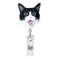 thumbnail image 1 of Porte-badge en Acrylique Mignon et Drôle avec Émoticônes de Chat, Moulinet Rétractable pour Pièce d'Identité avec Pince Crocodile Rotative à 360, Support de Nom d'Infirmière, 1 of 7