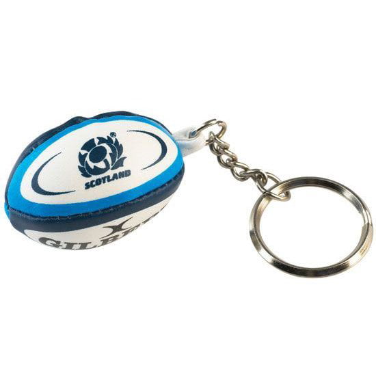 Silver Plated Rugby Ball Keyring with Rugby Ball and Posts on reverse side 