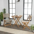 thumbnail image 2 of Javea Modern Coastal 3-Piece Acacia Wood Outdoor Folding Bistro Set, Beige/Teak Brown, 2 of 9