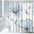 thumbnail image 2 of Watercolor Floral Shower Curtain, Blue Grey Flower Leaves Shower Curtain Set Modern Minimalist White Fabric Shower Curtain for Bathroom Decor Waterproof with Hooks 72x72 Inch, 2 of 6