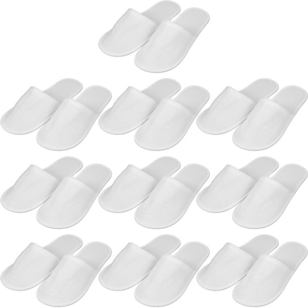 10 pares de pantuflas desechables para fiestas, interiores y hoteles (blancas)