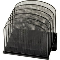 Desk Organizer, 5 Tiered Vertical Compartments, Office and Classroom Mailbox , Paper and Mail Sorter, Steel Mesh, Black