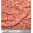 thumbnail image 1 of Soimoi Tissu Orange Poly Georgette Abeille & Insectes Bettle Imprimé 1 Yard 52 Pouces de Large, 1 of 1