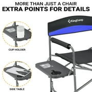 KingCamp Padded Outdoor Chair with Table and Pockets, Black/Blue (2 Pack)