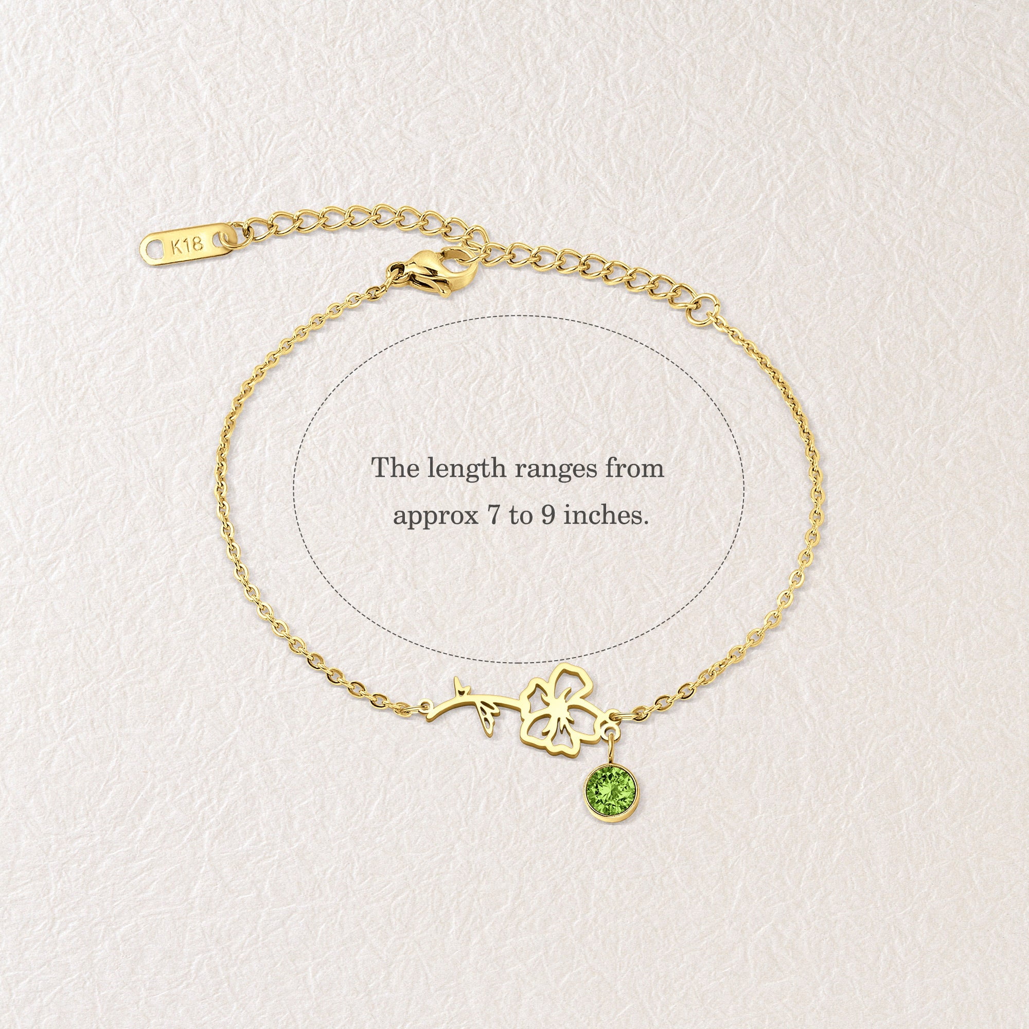 Anavia Personalized Birth Flower Bracelet with Birthstone for Her, Floral Jewelry Dainty Flower Charm Bracelet for Women Girls