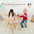 thumbnail image 3 of Gymax 5-Piece Kids Wooden Curved Back Activity Table & Chair Set w/Toy Bricks Natural, 3 of 9