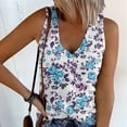 thumbnail image 2 of MIASHUI Womens Tank Tops Summer V Neck Button Casual Shirts Floral Print Blouse,Dark Blue,XXL, 2 of 4