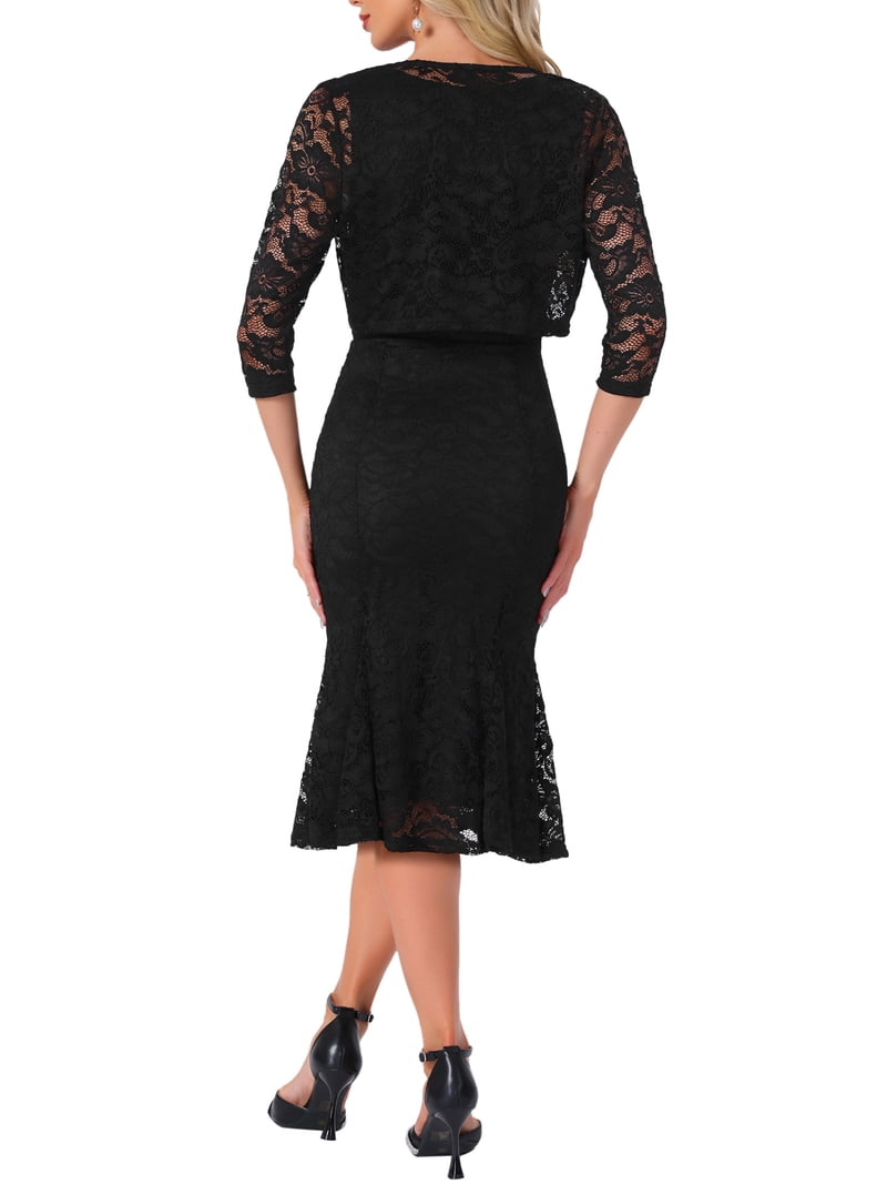 navy blue wedding guest dress with sleeves Ever-Pretty Pleated V-Neck 3/4 Sleeves Asymmetrical Hem Cocktail Dress