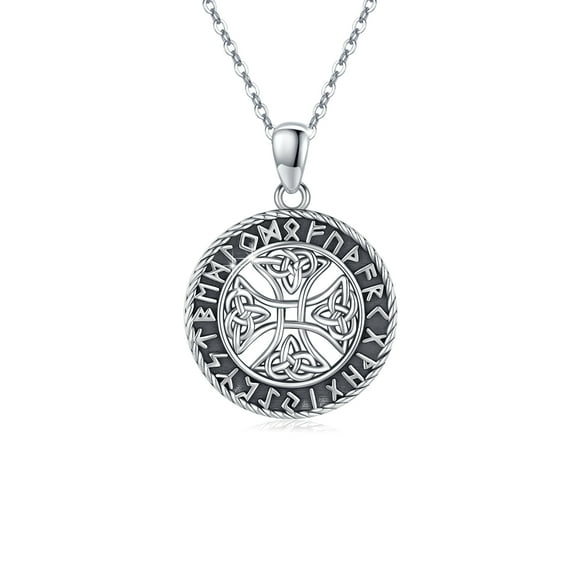 CUOKA MIRACLE Celtic Knot Necklace Viking Cross elements Men Women 925 Sterling Silver Viking Celtic knot Pendant Jewelry Birthday Graduation Gifts