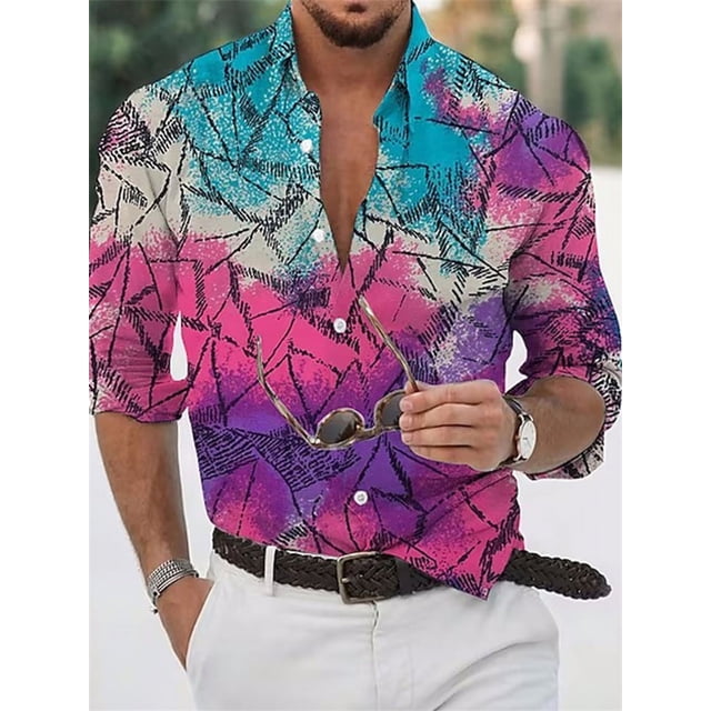 Nuevas camisas de manga larga de moda para hombre, camisetas de manga larga con estampado informal diario con solapa para hombre , ropa para exteriores de alta calidad