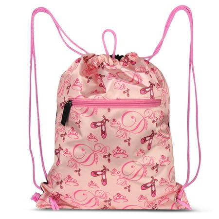 - Zodaca Lightweight Fashion Ballerina Print Drawstring Closure Sling bag Gym Sack for Sports Hiking Walking