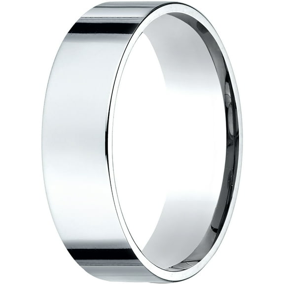 Mens 18K White Gold, 6.0mm Flat Comfort-Fit Wedding Band (sz 14)