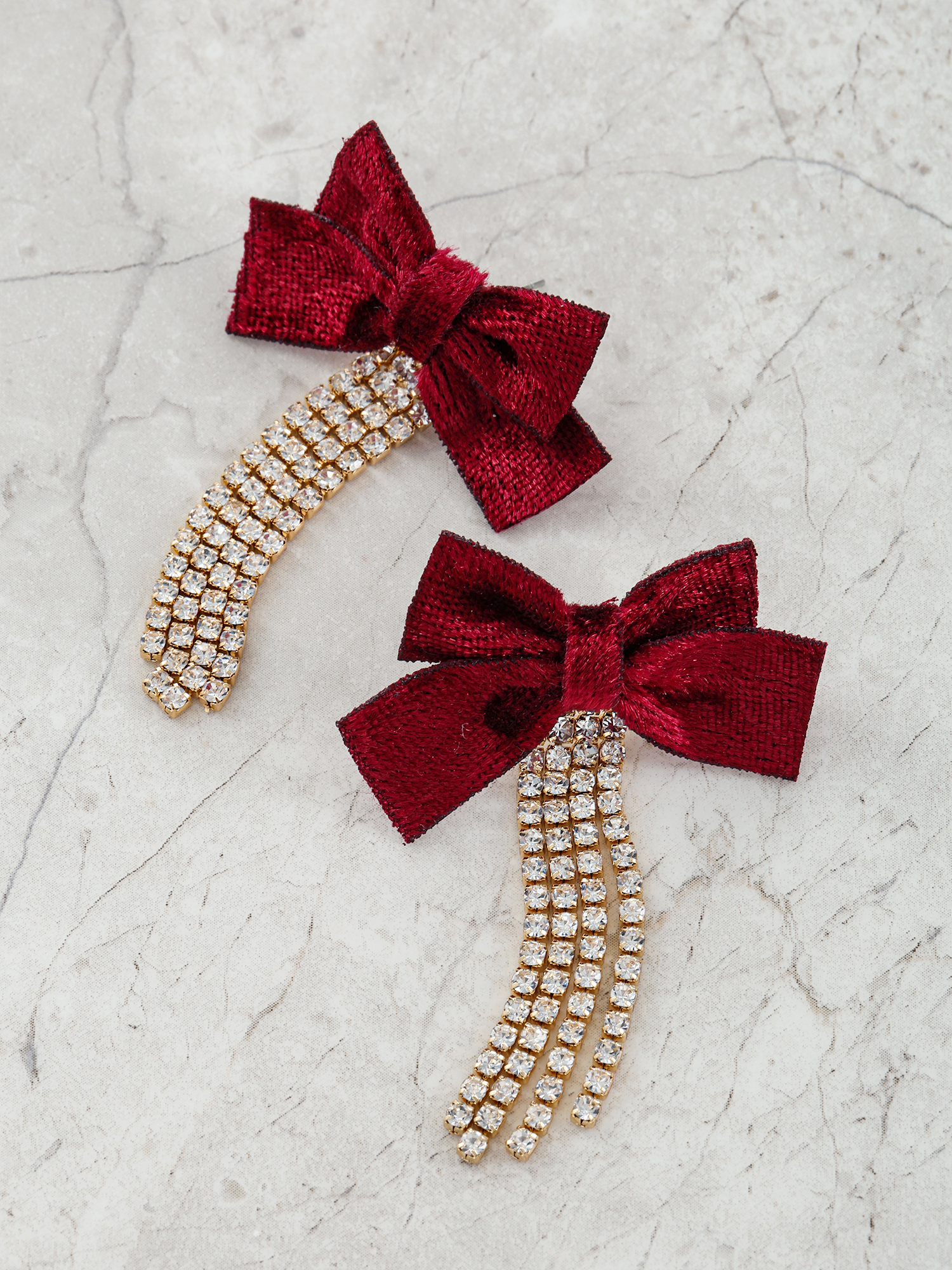 Holiday Time Red Bow and Rhinestone Earrings, 1 Pair
