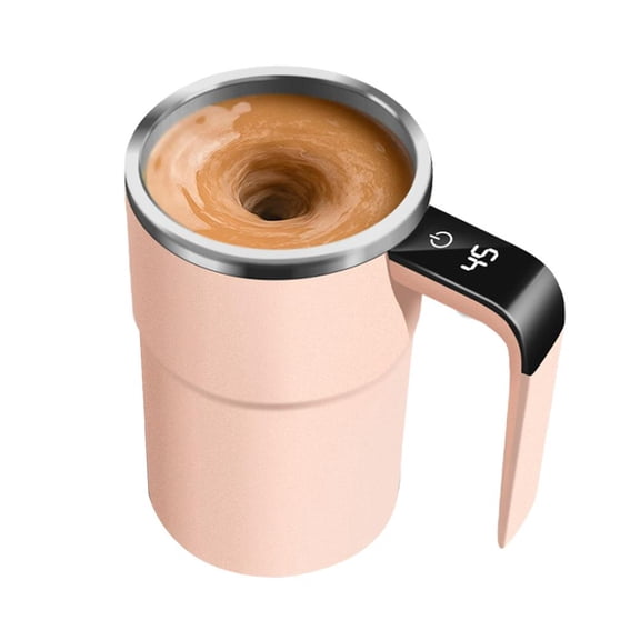 380ML Self-Stirring Mug with Temperature Display, 7000 RPM Auto Stirring, USB-C Rechargeable, for Coffee, Protein Shakes & Tea, Hot & Cold, 316 Stainless Steel (Black/White/Pink/Yellow)