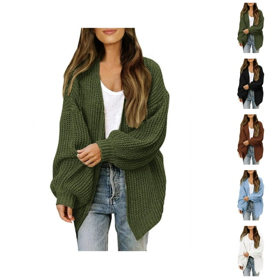 Cardigan Sweaters for Women 2025 Open Front Lantern Sleeve Knitted Sweater Jacket Coat Womens Cardigan Sweaters