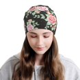 thumbnail image 2 of Xecao Rose Flowers Print Beanie Knitted Hat for Men Women, Winter Fashion Knit Cuffed Caps Unisex, 2 of 7