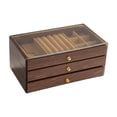 thumbnail image 2 of Caja de joyería de madera de 3 niveles con tapa transparente, organizador de gran capacidad con cajones para aretes, anillos, collares, pulseras, 23.5 x 13.5 x 10.5 cm, 2 of 6