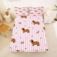 thumbnail image 5 of Homewish Cute Dachshund Bow Queen Sheets,Pink White Stripes Queen Sheet Sets,Leopard Print Decor,4pcs,1 Flat Sheet, 1 Fitted Sheet and 2 Pillowcases, 5 of 6