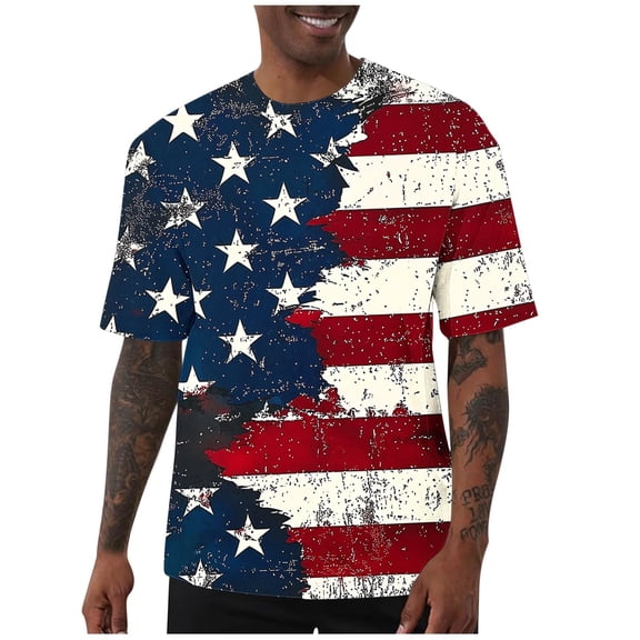 Quick Dry Workout Shirt – Athletic Short Sleeve T Shirt for Men & Women Patriotic Men's Tshirts Graphic Tee Big and Tall Size S-5XL Dark Blue