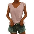 thumbnail image 1 of MIASHUI Débardeurs Décontractés pour Femmes Tendance à Col en V Sans Manches Coupe Ample, Rose, G, 1 of 4