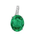 thumbnail image 2 of Mauli Jewels Engagement Necklace for Women 3.00 Carat Oval Shaped Lab Created Emerald and Diamond Pendant 4-prong 10K White Gold|Silver Chain, 2 of 4
