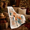 thumbnail image 3 of Red Fox Autumn Floral Illustration, Peaceful Woodland Scene, Warm Flannel Blanket for Cabin and Lodge with Detailed Artwork, Wildlife Lovers Thanksgiving Gift, Botanical Home Decor, 3 of 9