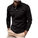 thumbnail image 1 of Camiseta de manga larga con solapa, color liso, para uso diario informal, para hombre - Poliéster, duradera, ajuste versátil, 1 of 8