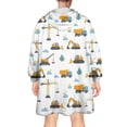 thumbnail image 2 of Wearable Oversized Blanket,Cartoon Construction Vehicles Clouds White Pattern Wearable Blanket Hoodie for Adults,Cozy Hooded Blankets with Super Pockets,Super Warm Fuzzy Pullover for Women & Men, 2 of 6