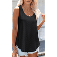 thumbnail image 5 of Womens Tank Tops Sleeveless Eyelet Embroidery Scoop Neck Loose Fit Casual Summer Flowy Black L, 5 of 7