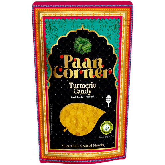 Paan Corner Turmeric Candy, 120 gm / 4.2 oz Bag, Sugar Boiled Hard Candy