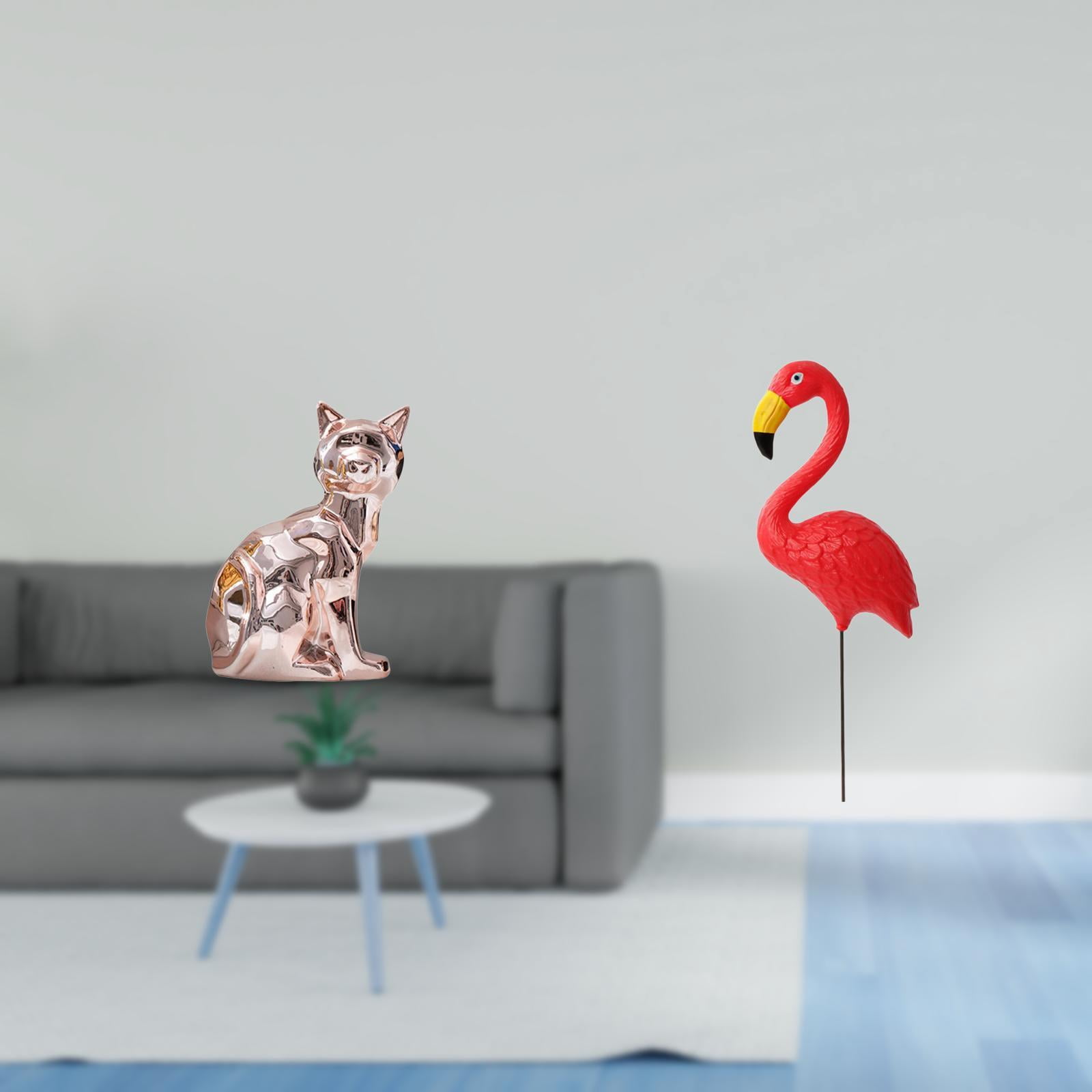 CarpNettore Cat Bird Statue Decorative Figurine Animal Sculpture Art Craft Ornament for Fireplace Yard Art Ornament Backyard Fairy Garden Accessories Flamingo Garden Stake Sculpture for Holiday