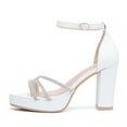 thumbnail image 2 of kkdom Women High Heels Sandals Rhinestone Platform Pump Sandals White Size 6.5, 2 of 6