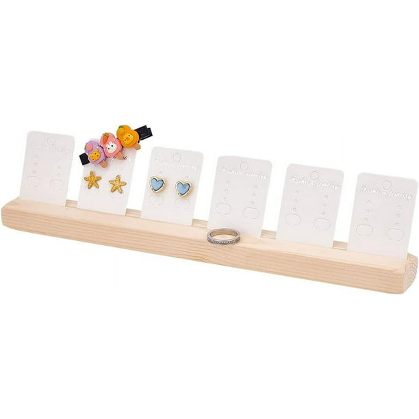 1 Juego de Exhibidor de Pendientes de Madera de 30 cm (11,8 pulgadas), Organizador de Tarjetas para Pendientes con 6 Tarjetas Exhibidoras