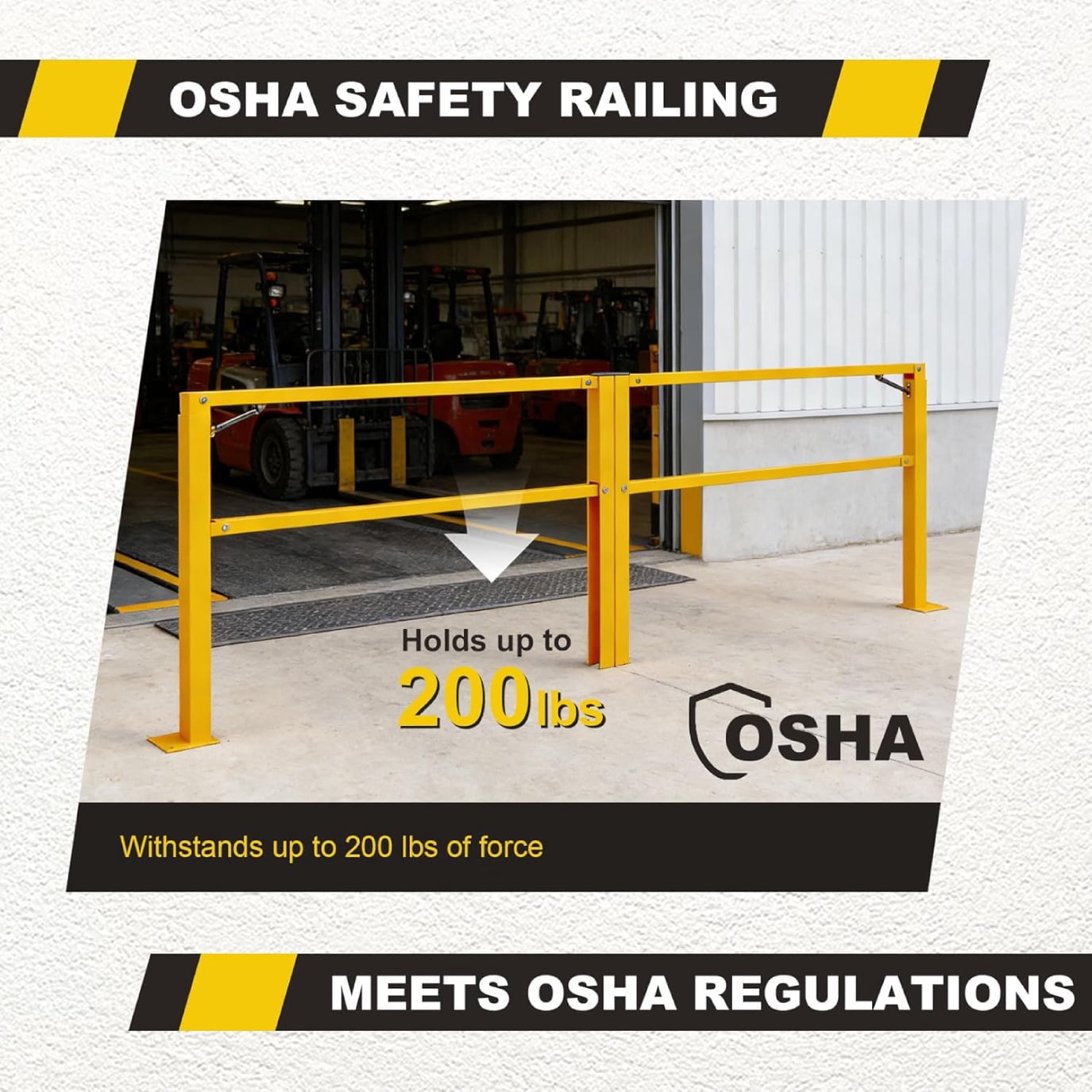 Reykilor 11.5' W Door Dock Gate for Loading Bay Fall Hazard Protection, Folding Security Gate, Safety Barrier with Steel Columns, Yellow Powder Coated