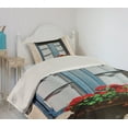 thumbnail image 2 of Ambesonne Urban Quilted Coverlet 2 Pcs, Mediterranean Window, Twin Size, Blue Grey, 2 of 5