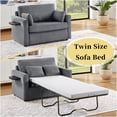thumbnail image 4 of Twin Size Convertible Sleeper Sofa Loveseat with USB Ports, Side Table & Storage Pocket, Modern Corduroy for Small Spaces, Gray, 4 of 10