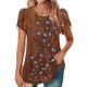 thumbnail image 5 of Mujeres de Manga Corta Tops Cuello Redondo Plisado Túnica, Tapa Casual Doblado Doblado Impreso Moda, 5 of 6