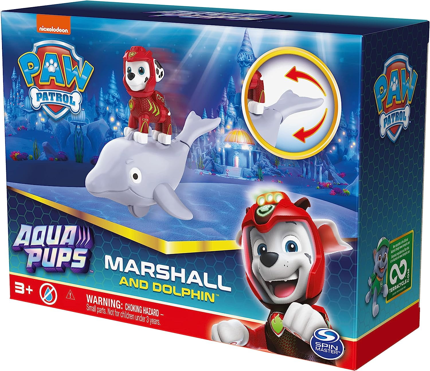 Paw Patrol Acqua Cuccioli Marshall E Delfino Figura Giocattolo Nuovo con  Scatola