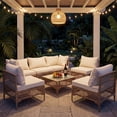 thumbnail image 2 of MOLIBYME 7 Pcs Outdoor Patio Furniture Set, Modular Outdoor Sectional Wicker Conversation Set, Rattan Sofa Set with Glass Table and Washable Cushion Covers, Beige Cushion, 2 of 8