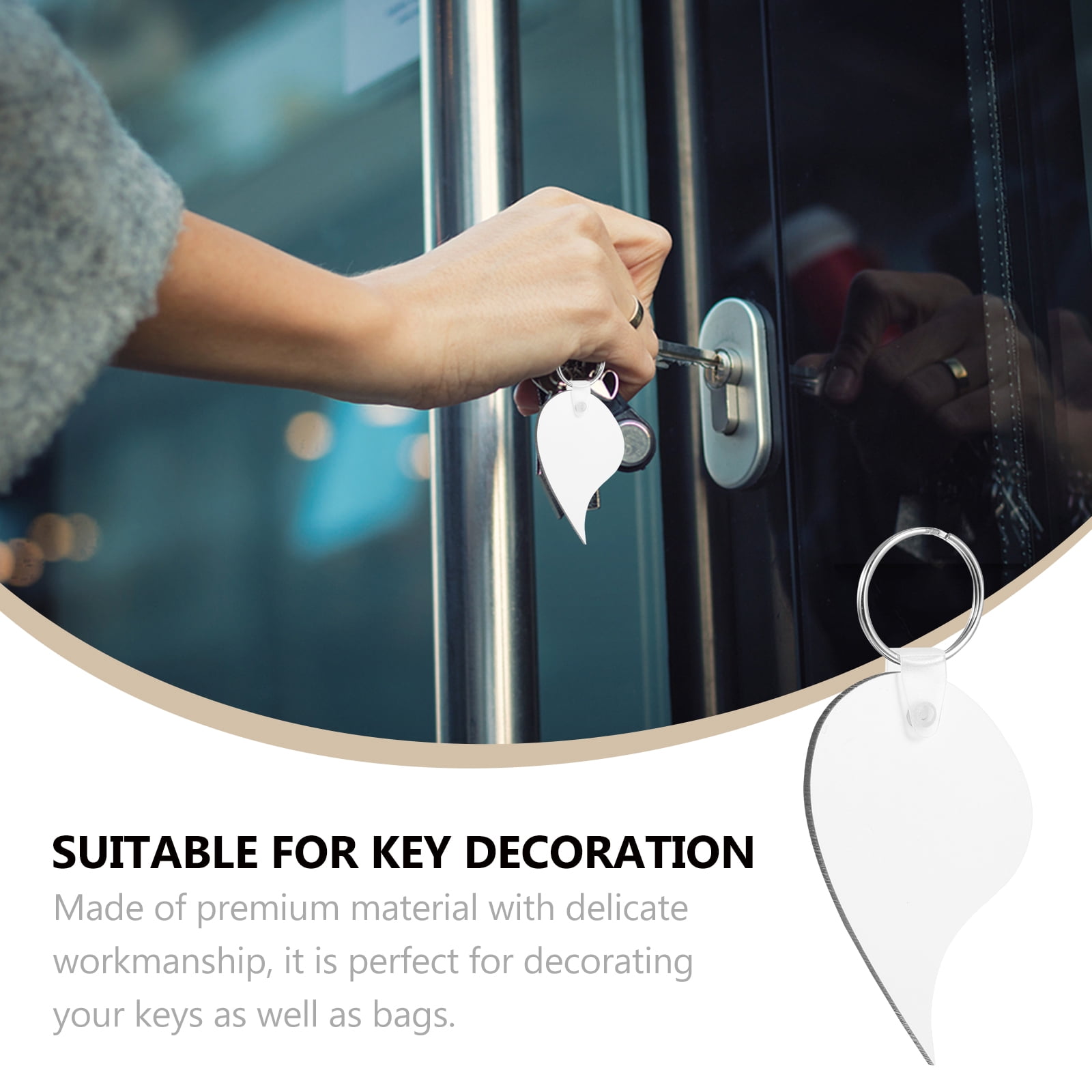 Raindrops 30 pcs  Stylish Heart-shaped Key Chains DIY Blank Key Rings Hanging Ornaments