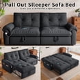 thumbnail image 6 of 77" Sleeper Sofa with Pull-Out Bed, 2-in-1 Convertible Sofa Bed with Adjustable Backrest, Flannelette Loveseat with Side Pocket, for Living Room Dorm Apartment, Dark Gray, 6 of 9