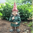 thumbnail image 3 of Homestyles 32.75" Classic Old World Female Garden Gnome Garden Statue, 3 of 4