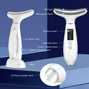 Facial and Neck Massager Skin Lifting & Firming,Light Therapy for Face with Vibration, Thermal, Cooling - at Home Skin Care Face Sculpting Tool and Beauty Device-White