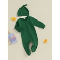 thumbnail image 3 of CIYCuIT 3M 6M Newborn Baby Girls Boys Footies Rompers Solid Color Long Sleeve Zipper Jumpsuit Infant Casual Playsuit with Hat Spring Fall Daily Clothes, 3 of 9