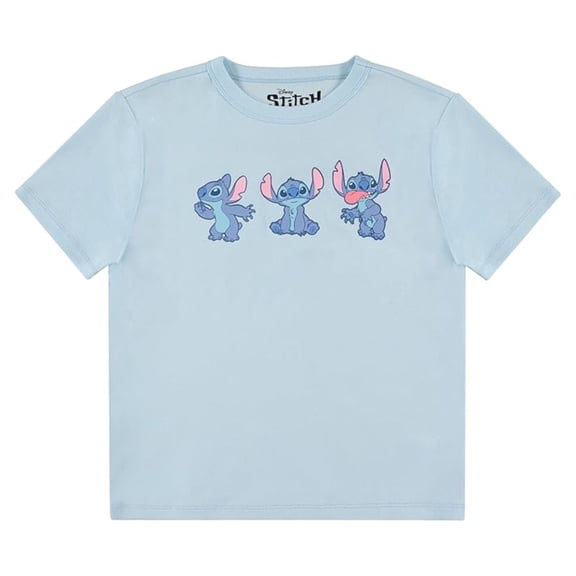 Disney Women's Stitch T-shirt, Graphic Print Lilo and Stitch Shirt Light Blue – S