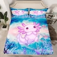 thumbnail image 2 of jejeloiu Pink Cute Axolotl Full Size Sheets,Ocean Aniaml Bed Sheets,Watercolor Sealife Coral Sheet Sets For Girls Kids,Breathable Home Decor,4 Pieces, 2 of 7
